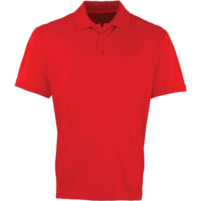 Premier Heren Coolchecker Pique korte mouw Polo T-Shirt (Rood)