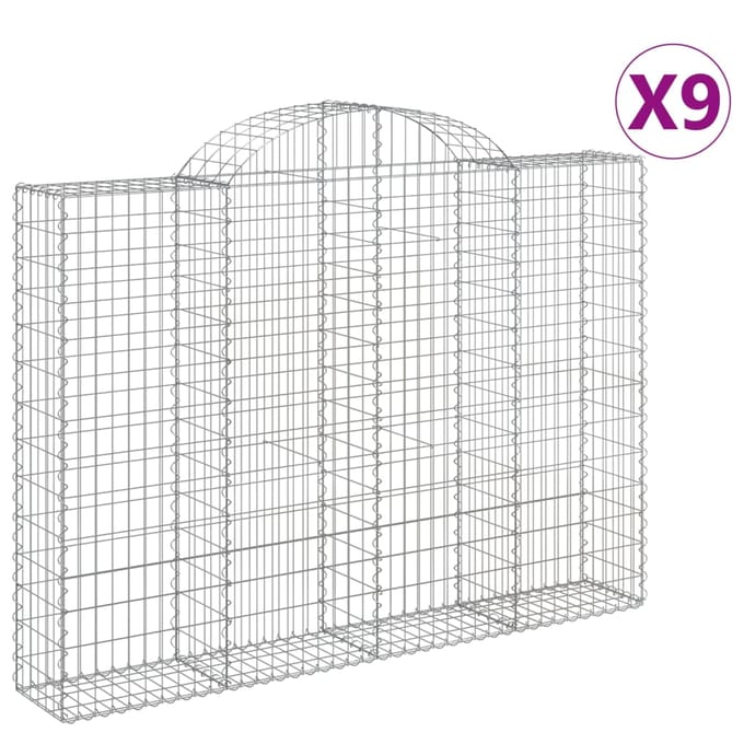 vidaXL - Schanskorven - 9 - st - gewelfd - 200x30x140/160 - cm - ijzer