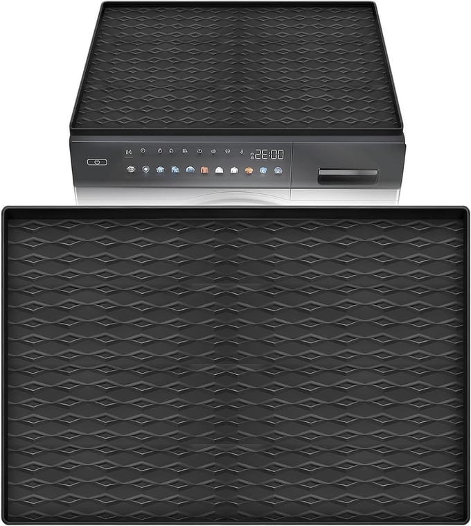 Waterdichte antislip wasmachineonderlegger van siliconen, afwasbare mat voor optimale bescherming van wasmachine en droger, 60 x 50 cm