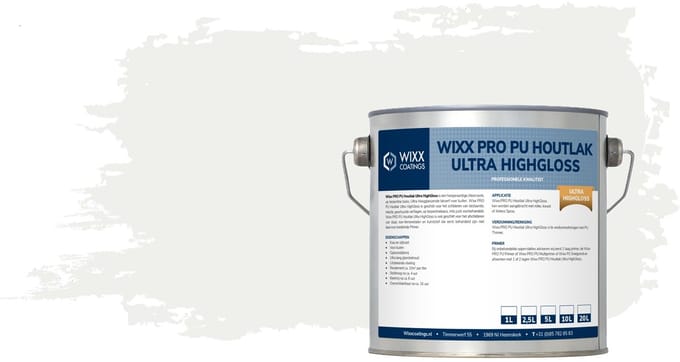 Wixx PRO PU Houtlak Ultra HighGloss - 20L - RAL 9016 | Verkeerswit