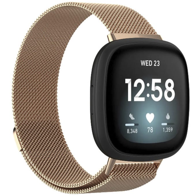 Milanees magnetisch bandje - Geschikt voor Fitbit Sense/ Versa 3/ Versa 4/ Sense 2 - Rosé goud
