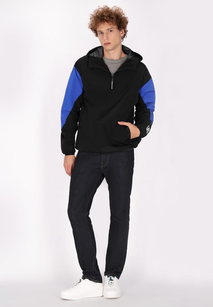 Schmuddelwedda Blouson Heren Zwart koningsblauw colorblock