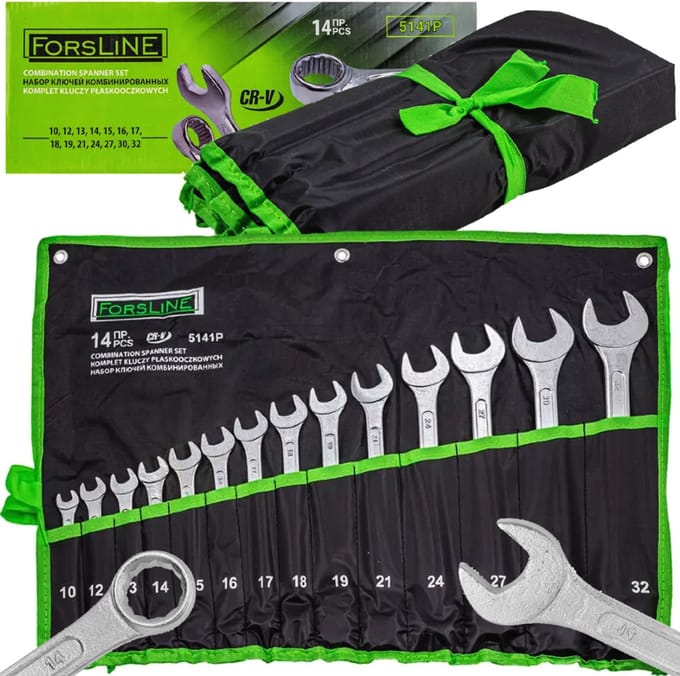 Forsline Cr-V - Dubbelzijdige Ringsleutel Set - 14-delig - Ergonomische Handgreep