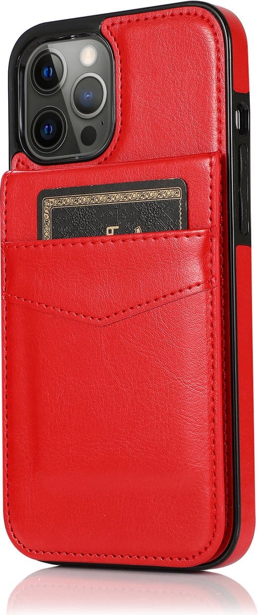 Hoesje geschikt voor iPhone 15 Pro Max - Backcover - Pasjeshouder - Portemonnee - Kunstleer - Rood