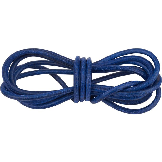 Leren riem rond, Ø 1 mm - Blauw