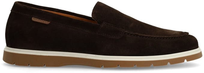 Manfield - Heren - Bruine suède loafers - Maat 41