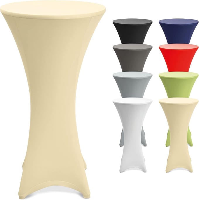 Hoge Statafelhoes Stretch Wit voor Bistrotafel Ø 60-65 cm - Antislip & Strijkvrij