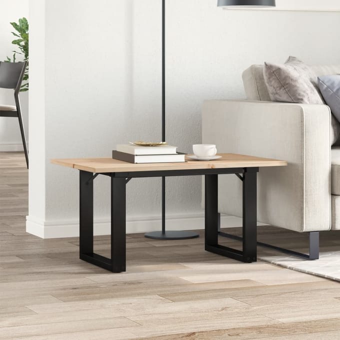 vidaXL - Salontafel - O-frame - 80x50x40 - cm - massief - grenenhout - en - staal