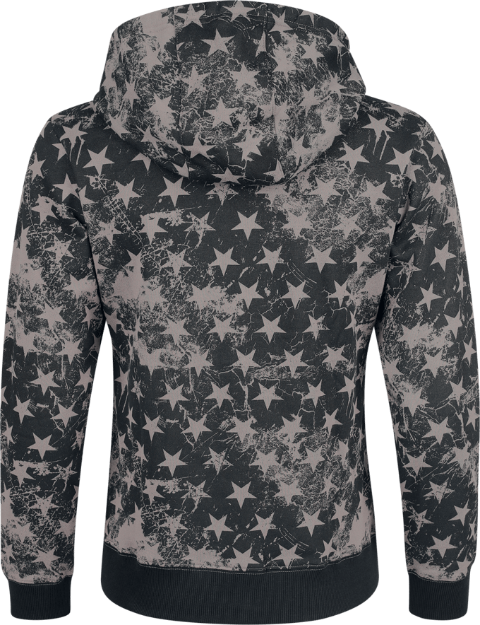 R.E.D. Rock-Engineered Design Zwarte hoodie met een all-over sterrenprint - Dames - S