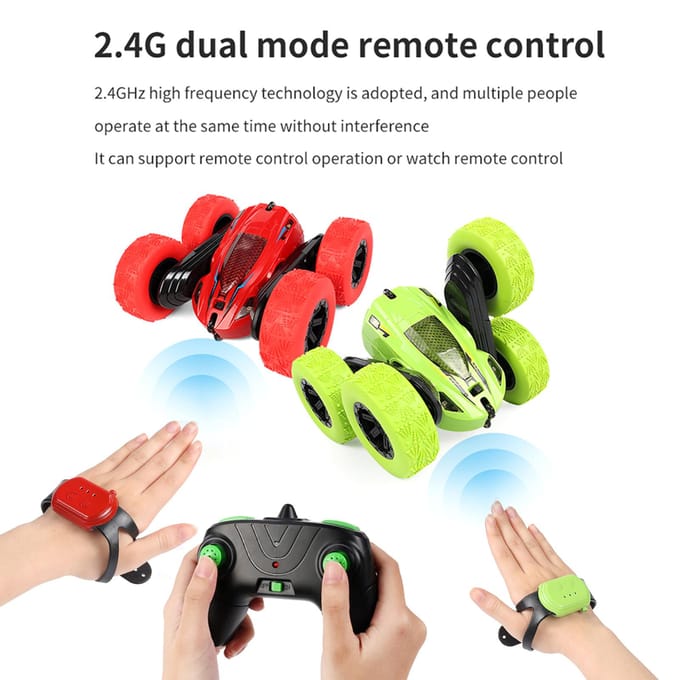 Voiture de cascade RC pour enfants, Double face, 2.4GHz, 4WD, télécommande, véhicules de cascade à 360 degrés rouge