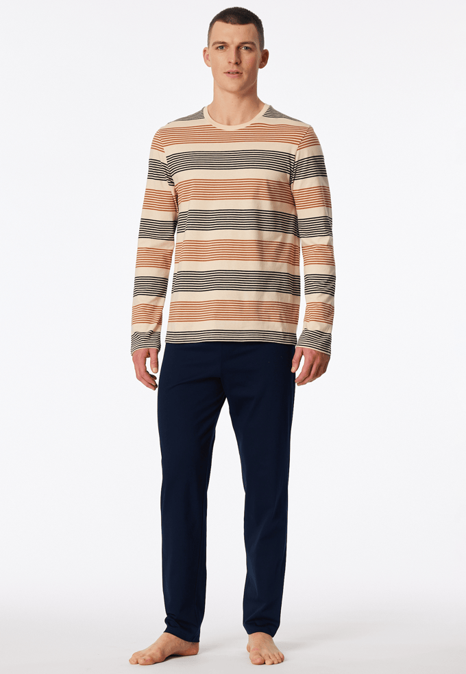 Lange pyjama met strepen, bruin - Casual Nightwear 48