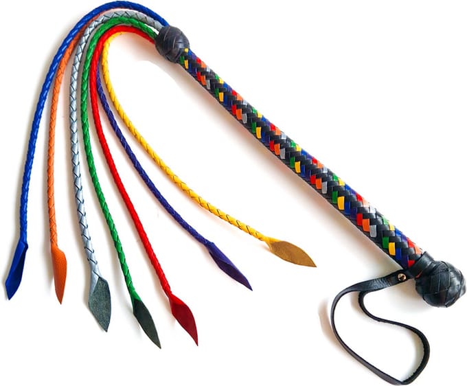 Black Label - Veelkleurige Gevlochten Lederen Flogger