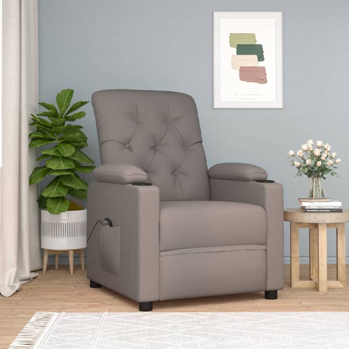 vidaXL Fauteuil verstelbaar elektrisch stof taupe