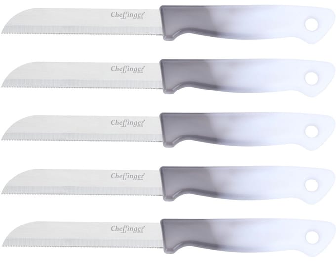 Cheffinger Schilmessenset – RVS Glad – 18 cm – Grijs – 5 Stuks - Schilmesje