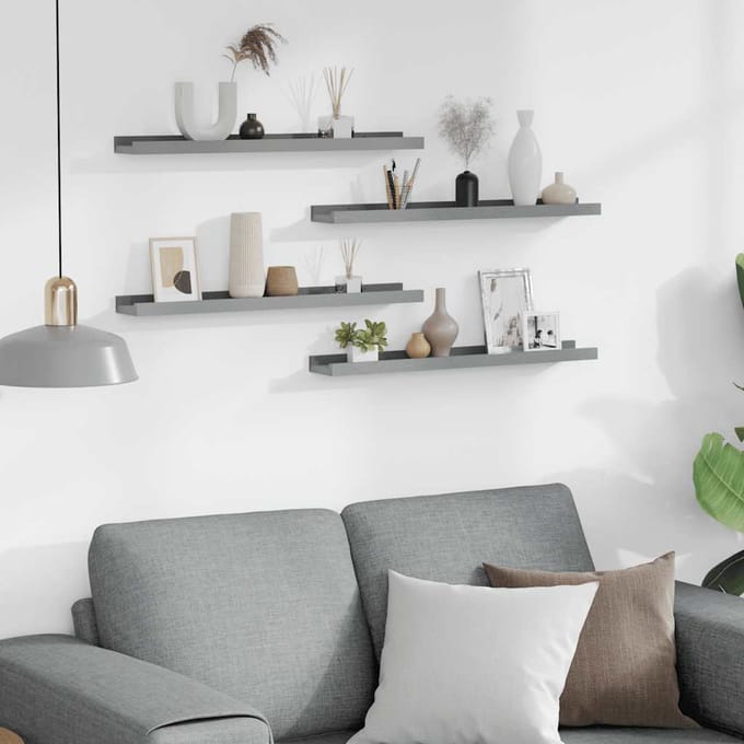 vidaXL - Wandschappen - 4 - st - 60x9x3 - cm - grijs