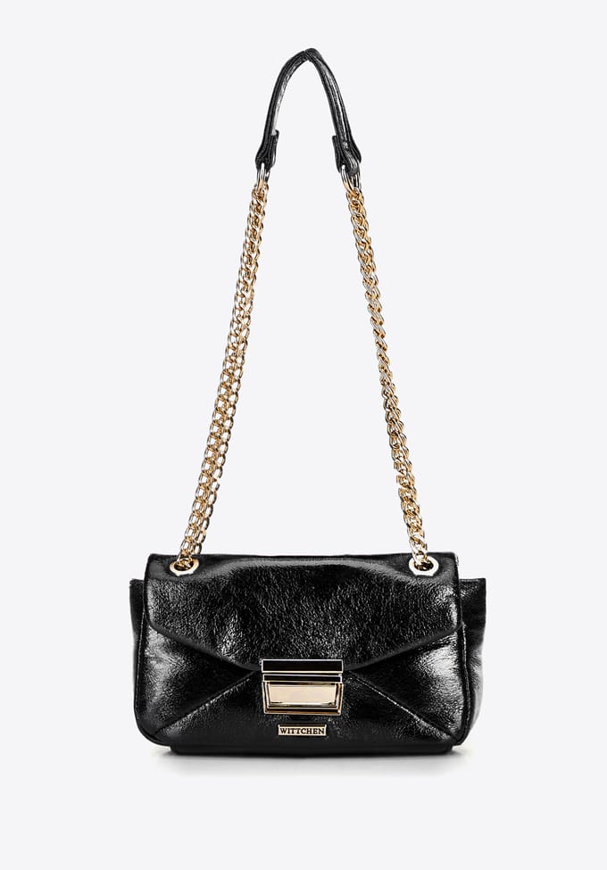 Wittchen Dames Mini Crossbody Tas in Glanzend Eco-Leer Zwart