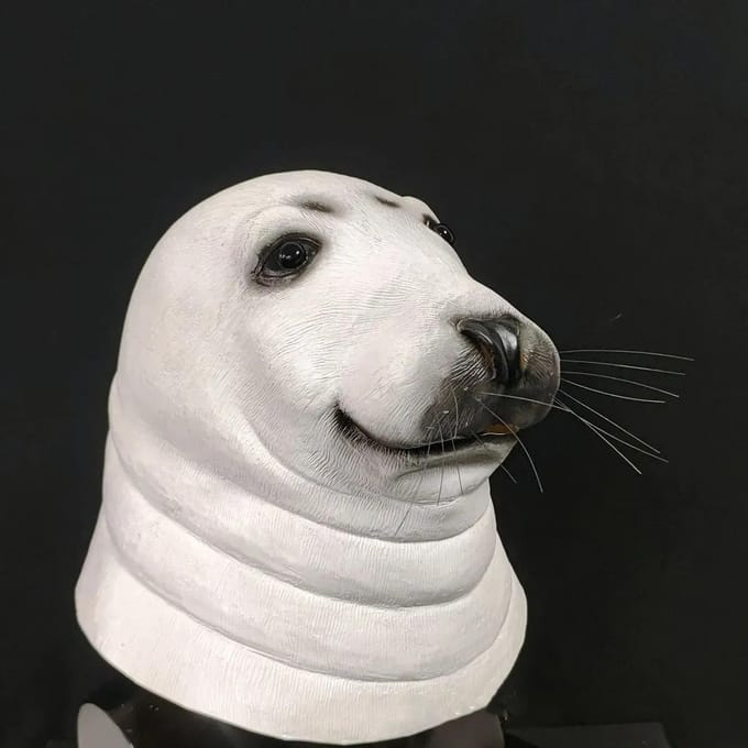 Masque facial en latex animal phoque, masque de fête One size fits all adults blanc