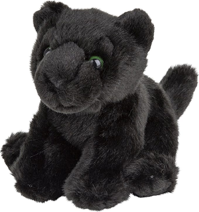 Nature Planet pluche panter - zwart - 15 cm - knuffeldier - panter knuffels - wilde dieren