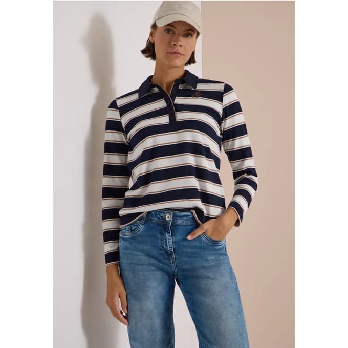 Polo met lange mouwen en knoopsluiting