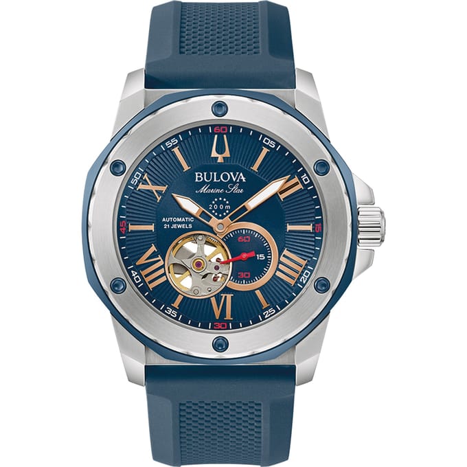 Bulova Marine Star 98A282 Horloge - Siliconen - Blauw - Ø 45 mm