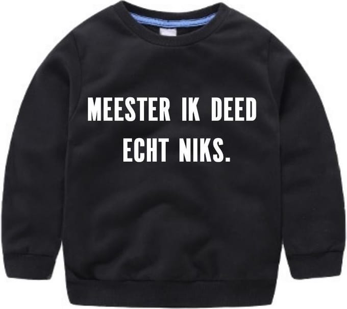 Strijkapplicatie - Meester ik deed echt niks - WIT
