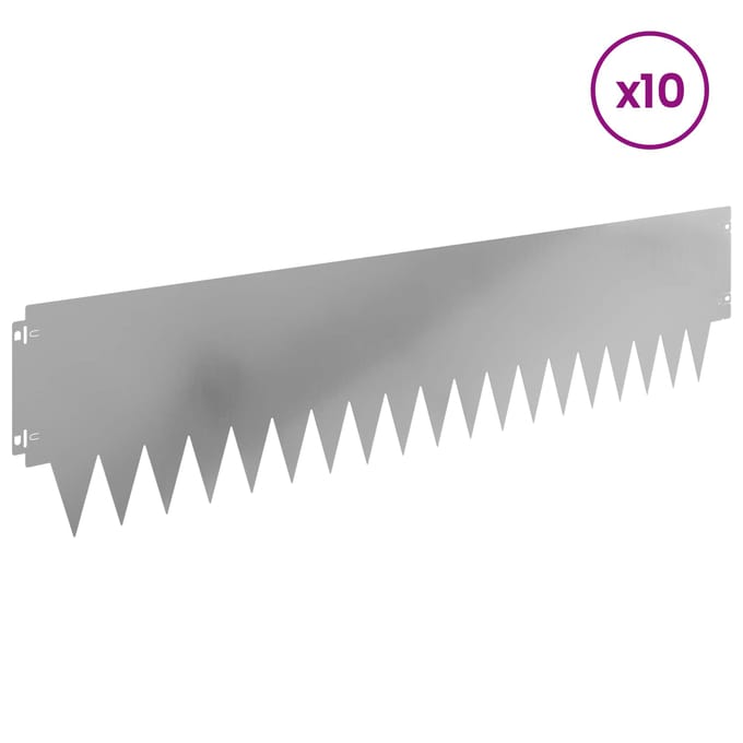 vidaXL - Gazonrand - 10 - st - 103 - x - 25 - cm - Staal - zilver