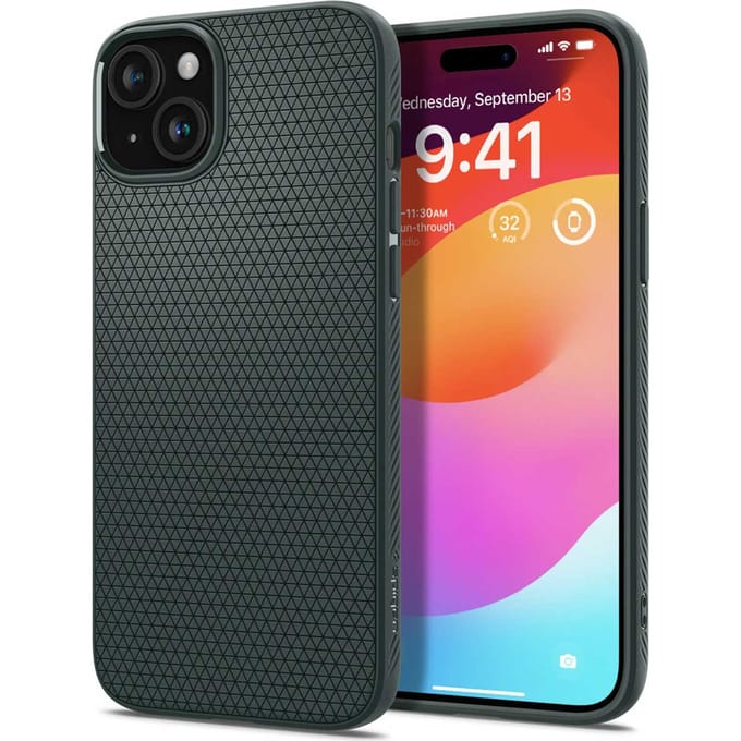 Spigen Liquid Air Hoesje voor de Apple iPhone 15 - Back Cover Flexibel TPU Groen