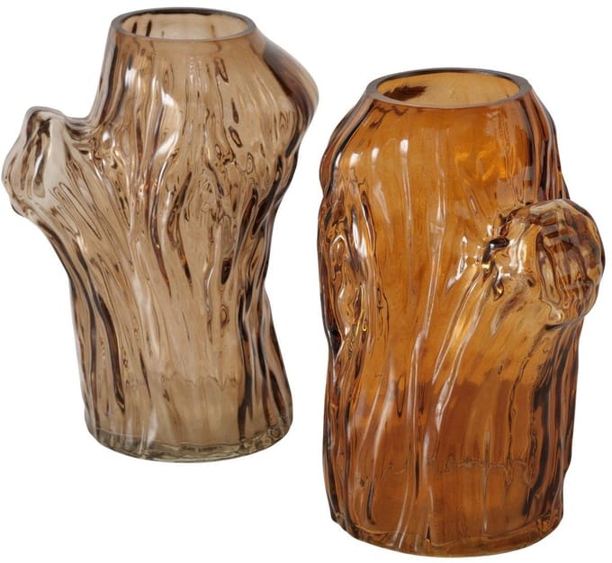 Boltze Home vaas bruin glas decoratief herfst sfeer 11x9x14,7cm.