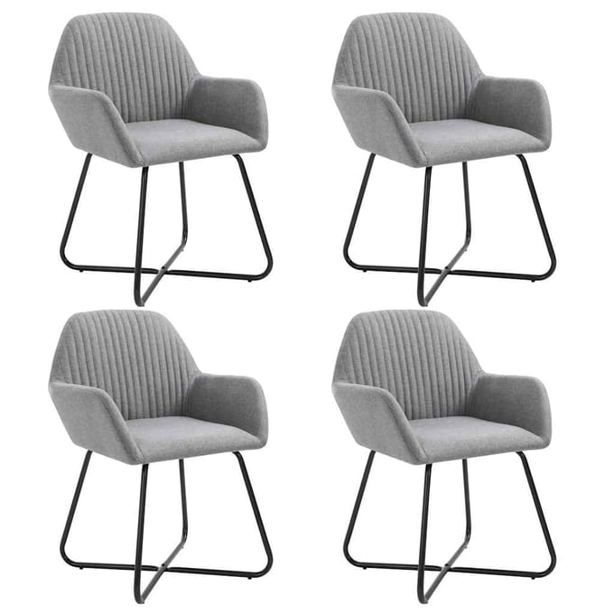 vidaXL - Eetkamerstoelen - 4 - st - stof - lichtgrijs