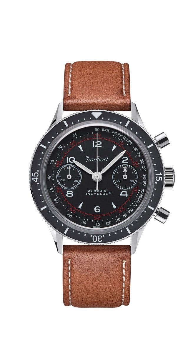 Hanhart 415 ES Pure - Horloge - Lichtbruine lederen band - bruin - 39 mm