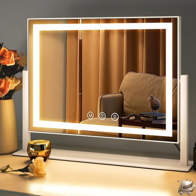 Make-up spiegel met LED-verlichting - Touch sensor - 3 lichtstanden - 360° draaibaar - Metalen frame