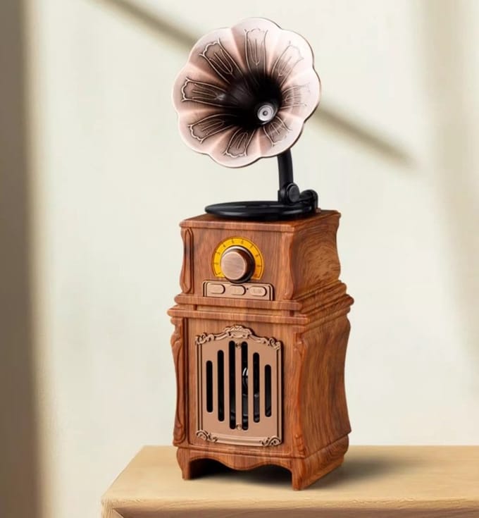 Draadloze Bluetooth-luidspreker Retro Gramophone Radio Retro Vintage Bluetooth-luidspreker - Palissander Goud