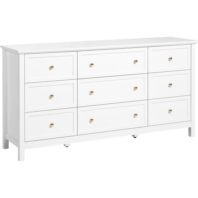 9-lade Commode Houten Ladekast met Schuif- en Anti-kantelmechanisme Wit