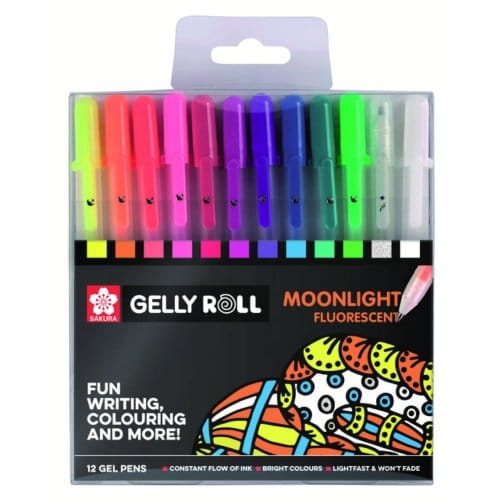 Gelschrijver Sakura Gelly Roll Moonlight fluorescent set à 12 kleuren