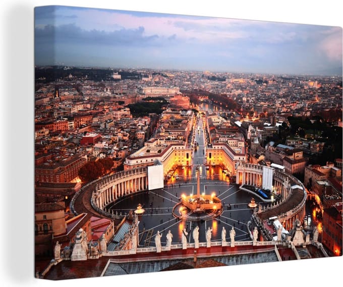 Canvas Schilderij Rome - Plein - Stad - 30x20 cm - Wanddecoratie