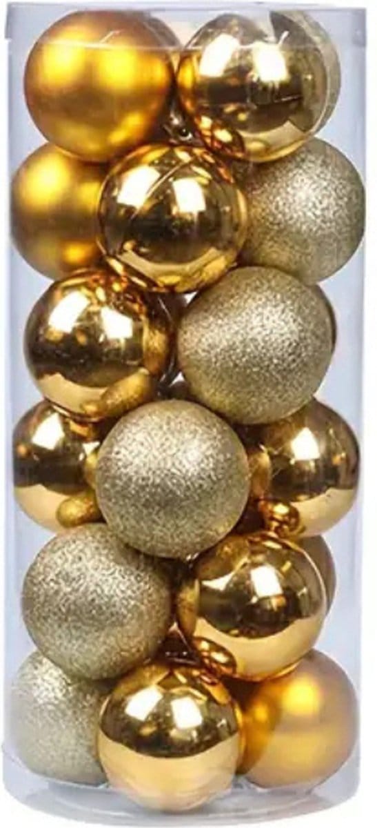 Livano Kerstballen - Kerstversiering - Plastic - Goud - 24 stuks