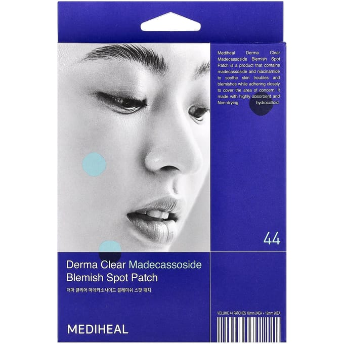 MEDIHEAL Derma Clear Spot Pleisters 44 pleisters Tea Tree Puistjes/Madecassoside Vlekjes, Tea Tree Verzachtende Verzorging, K-Beauty, Koreaanse Make-up Madecassoside Blemish