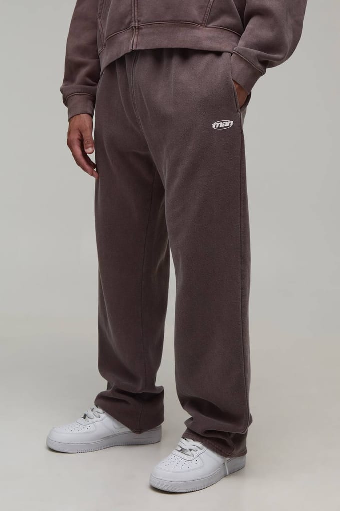 Rechte Pijp Heren Sport Gewassen Joggers | Washed Chocolate | Size Small