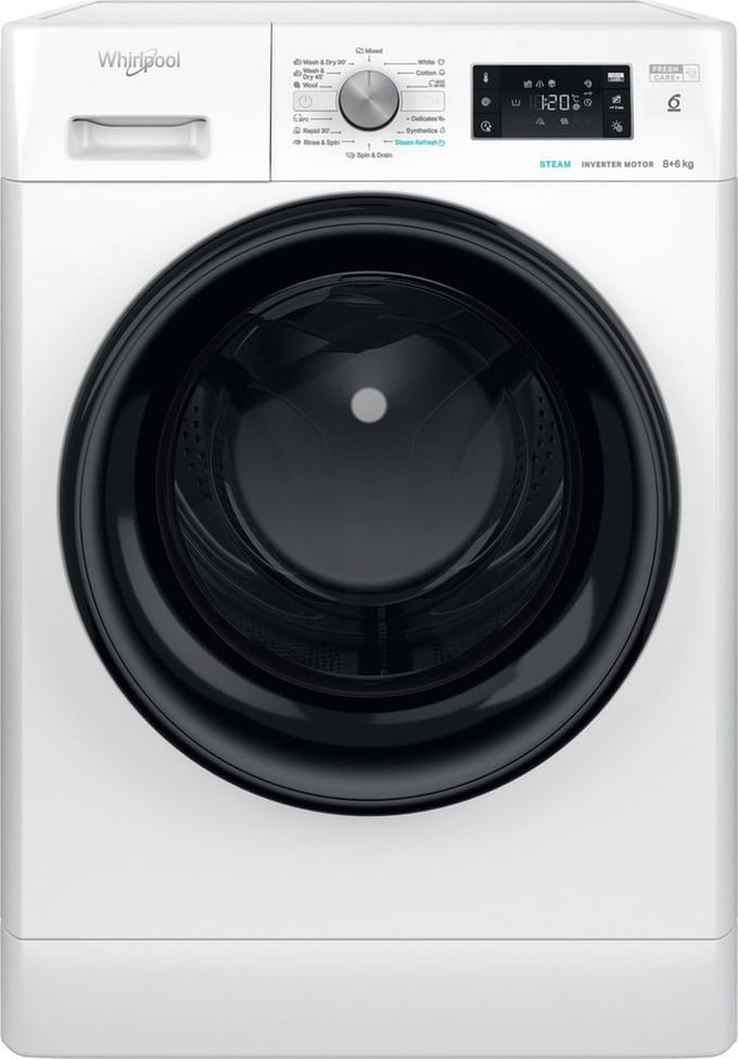 Whirlpool FFWDB 864349 BV EE - Was-droogcombinatie - Vrijstaand - Voorbelading - Wit