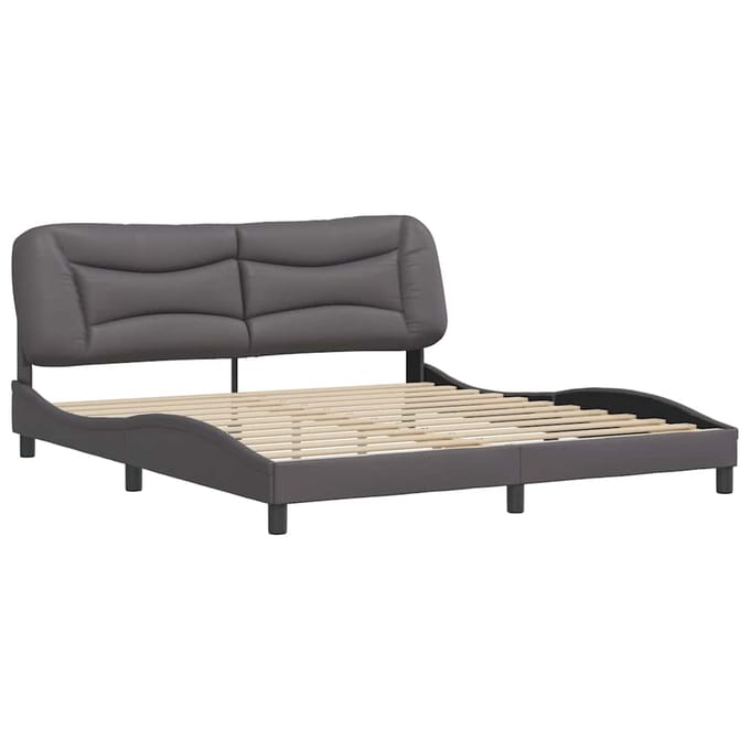 vidaXL - Bedframe - zonder - matras - "Hvar" - kunstleer - grijs - 180x200 - cm