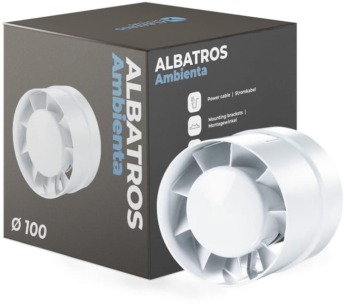 Buisventilator - Axiale ventilator - Ventilatie ruimtes - Energiezuinig ontwerp - 100 mm - Wit