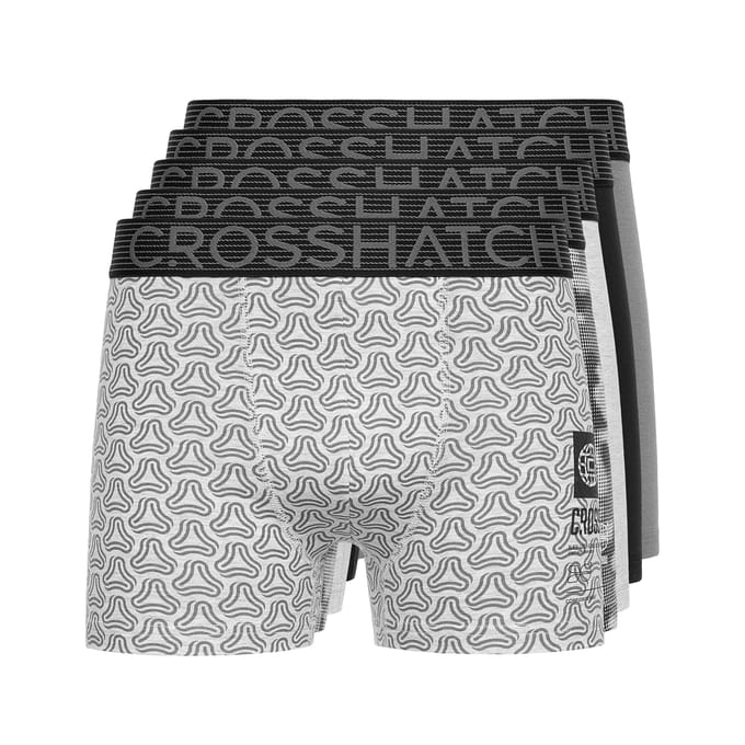 Crosshatch Heren Buzzard Boxershorts (Set van 5) (Grijze Mergel)