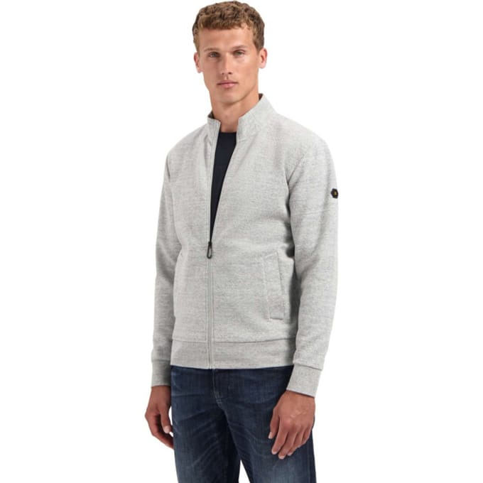 No Excess Sweater Full Zip Stand Up-collar Relief Grey Melange Größe: S | Pullover Outlet | Herren | Grau