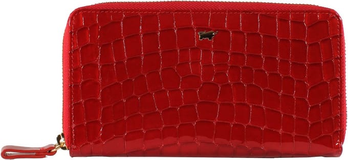 Braun Buffel Verona Portemonnee Dames - Ritsportemonnee - Leer - Rood Croco