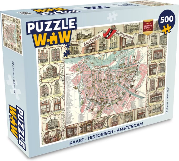 Puzzel Kaart - Historisch - Amsterdam - Legpuzzel - Puzzel 500 stukjes