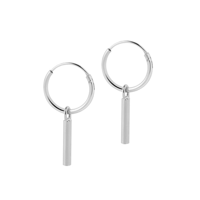 Zilveren Hoops Met Lang Staafje 12 MM