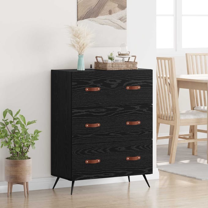vidaXL - Ladekast - Zwarte - Eik - 69,5 - x - 34 - x - 90 - cm - Geconstrueerd - hout