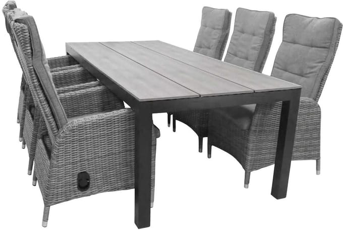Tuinset Kos/Cyprus | 6 personen | Verstelbaar | Rechthoekig 225 cm | Wicker & polywood