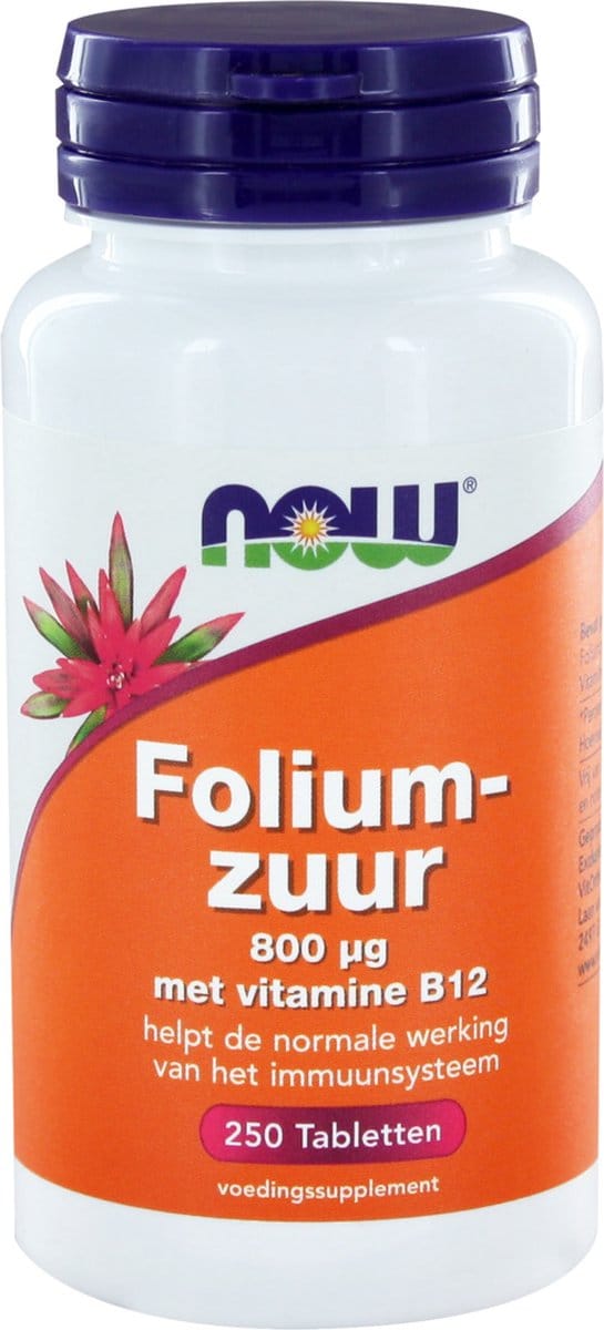 Now Foods - Foliumzuur 800 μg - Met Vitamine B12 - 250 Tabletten