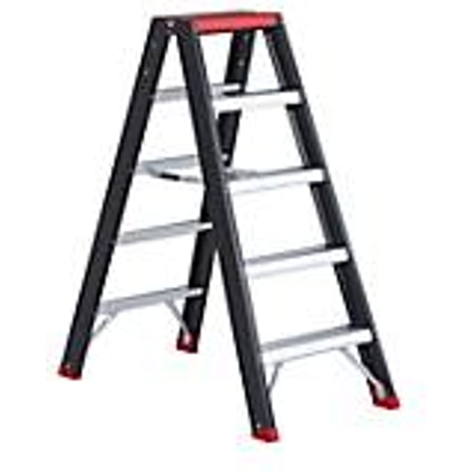 Professional Topline trapladder, 2-zijdig, alu, 2 x 5 treden
